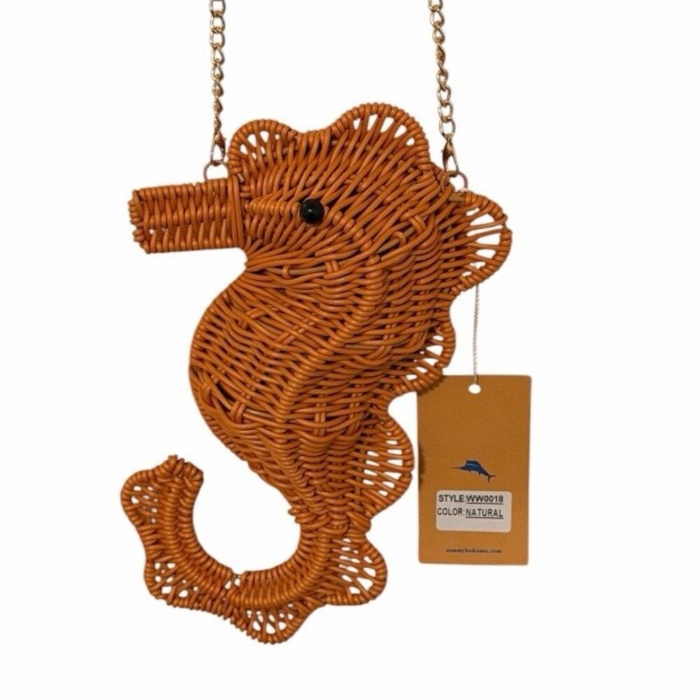 Tommy Bahama Seahorse Woven Wicker Crossbody Bag NWT - Picture 3 of 8